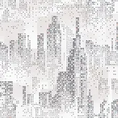 Dutch Wallcoverings - Loft- skyscrapers grafisch wit/zilv/roze - M463-03
