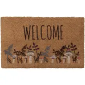 Clayre & Eef Doormat 75x45 cm Brown Coconut Fiber PVC Mushrooms Coconut mat - Brown
