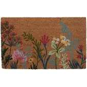 Clayre & Eef Deurmat 75x45 cm Bruin Kokosvezel PVC Bloemen Kokosmat Bruin Kokosmat
