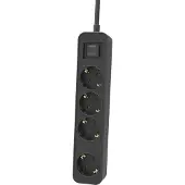 Philips tafelcontacdoos 4 voudig met schakelaar zwart