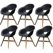 AVH-Collectie set van 6 Karlstad dining kuipstoel kunststof zwart