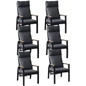 LUX outdoor living Annecy dining tuinstoel set van 6 | aluminium + teakhout | antraciet 1 persoon