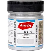 Karin Ebru / Papiermarmer Verf - Metallic Zilver - 105 ml