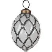 Clayre & Eef Kerstbal Overig Ø 6x8 cm Grijs Glas Kerstballen