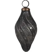 Clayre & Eef Kerstbal Overig Ø 6x11 cm Zwart Grijs Glas Kerstballen