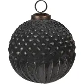 Clayre & Eef Kerstbal Overig Ø 10x10 cm Zwart Grijs Glas Kerstballen