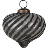 Clayre & Eef Kerstbal Overig Ø 10x9 cm Zwart Grijs Glas Kerstballen
