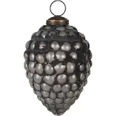 Clayre & Eef Kerstbal Overig Ø 8x11 cm Zwart Grijs Glas Kerstballen