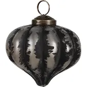 Clayre & Eef Kerstbal Overig Ø 8x8 cm Zwart Grijs Glas Kerstballen
