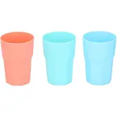 Cuisine Elegance 3x drinkbekers - Kunststof - 380 ml - 12 x 8 cm - 3 kleuren - Drinkbekers