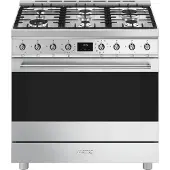 Smeg C9GMXNLK2 fornuis 6-pits gas fornuizen - rvs zuinig energieklasse A - 90 cm breed gasfornuis