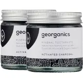 Georganics Minerale Tandpasta - Actieve Houtskool - 2 Stuks - Natuurlijke Whitening - Vegan - Zonder Fluoride