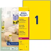 Avery Zweckform AVERY Etiketten L6006-25 Permanent klevend A4 Neongeel 210 x 297 mm 25 Vellen à 1 Etiketten