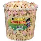 Haribo Zouten Rijen - snoep salmiak met fruitsmaak - 150 stuks silo