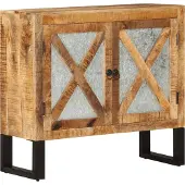 vidaXL Dressoir 80x30x71 cm massief ruw mangohout en metaal