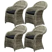 AVH-Collectie Roma dining tuinstoel naturel rotan set (4 stoelen)