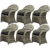 AVH-Collectie Roma dining tuinstoel naturel rotan set (6 stoelen)