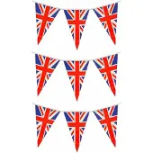 Merkloos Set van 3x stuks engeland/UK feest thema vlaggetjes 7 meter - Vlaggenlijnen