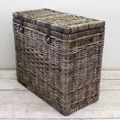 Migo Styling Duo wasmand met leren riem-70x35xH65-Riet-Rotan