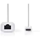 Nedis USB-C naar RJ45 LAN adapter | USB3.0 | CAT6 | wit | 0,20 meter