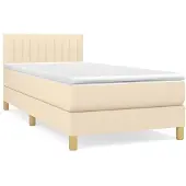 vidaXL Boxspring met matras stof crèmekleurig 100x200 cm