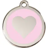 Red Dingo Heart Pink roestvrijstalen hondenpenning medium/gemiddeld dia. 3 cm