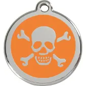 Red Dingo Cross Bone Orange roestvrijstalen hondenpenning large/groot dia. 3,8 cm