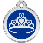 Red Dingo Crown Navy roestvrijstalen hondenpenning large/groot dia. 3,8 cm