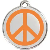 Red Dingo Peace Orange roestvrijstalen hondenpenning medium/gemiddeld dia. 3 cm