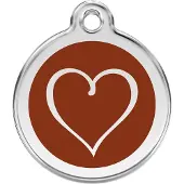 Red Dingo Tribal Heart Brown roestvrijstalen hondenpenning medium/gemiddeld dia. 3 cm