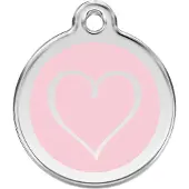 Red Dingo Tribal Heart Pink roestvrijstalen hondenpenning medium/gemiddeld dia. 3 cm