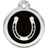 Red Dingo Horse Shoe Black roestvrijstalen hondenpenning medium/gemiddeld dia. 3 cm