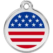Red Dingo US Flag Navy roestvrijstalen hondenpenning small/klein dia. 2 cm
