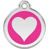 Red Dingo Heart Hot Pink roestvrijstalen hondenpenning medium/gemiddeld dia. 3 cm
