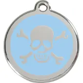 Red Dingo Cross Bone Light Blue roestvrijstalen hondenpenning medium/gemiddeld dia. 3 cm