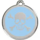 Red Dingo Cross Bone Light Blue roestvrijstalen hondenpenning large/groot dia. 3,8 cm