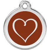 Red Dingo Tribal Heart Brown roestvrijstalen hondenpenning large/groot dia. 3,8 cm