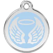 Red Dingo Angel Wings Light Blue roestvrijstalen hondenpenning large/groot dia. 3,8 cm