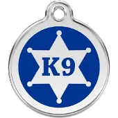 Red Dingo Sheriff Navy roestvrijstalen hondenpenning small/klein dia. 2 cm