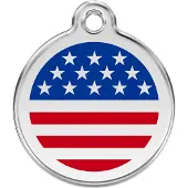 Red Dingo US Flag Navy roestvrijstalen hondenpenning medium/gemiddeld dia. 3 cm