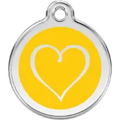 Red Dingo Tribal Heart Yellow roestvrijstalen hondenpenning medium/gemiddeld dia. 3 cm