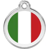Red Dingo Italian Flag roestvrijstalen hondenpenning medium/gemiddeld dia. 3 cm