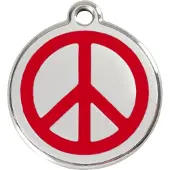 Red Dingo Peace Red roestvrijstalen hondenpenning medium/gemiddeld dia. 3 cm