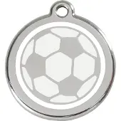 Red Dingo Soccerball White roestvrijstalen hondenpenning small/klein dia. 2 cm