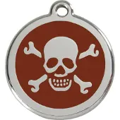 Red Dingo Cross Bone Brown roestvrijstalen hondenpenning large/groot dia. 3,8 cm
