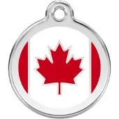 Red Dingo Canadian Flag Red roestvrijstalen hondenpenning medium/gemiddeld dia. 3 cm