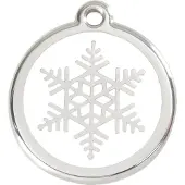 Red Dingo Snowflake White roestvrijstalen hondenpenning large/groot dia. 3,8 cm