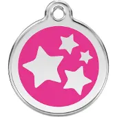 Red Dingo Star Hot Pink roestvrijstalen hondenpenning large/groot dia. 3,8 cm