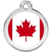 Red Dingo Canadian Flag Red roestvrijstalen hondenpenning large/groot dia. 3,8 cm