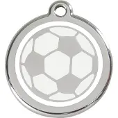 Red Dingo Soccerball White roestvrijstalen hondenpenning medium/gemiddeld dia. 3 cm